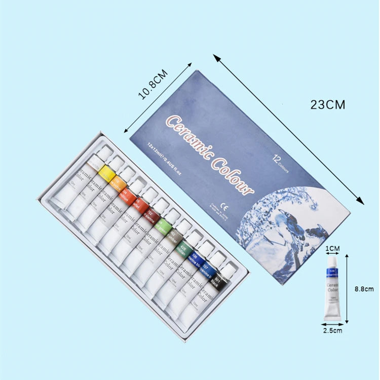 Pottery Ceramic Painted Pigment No-Bake Pigment DIY Clay Hand-painted Sculpture Coloring Overglaze 12 Colors