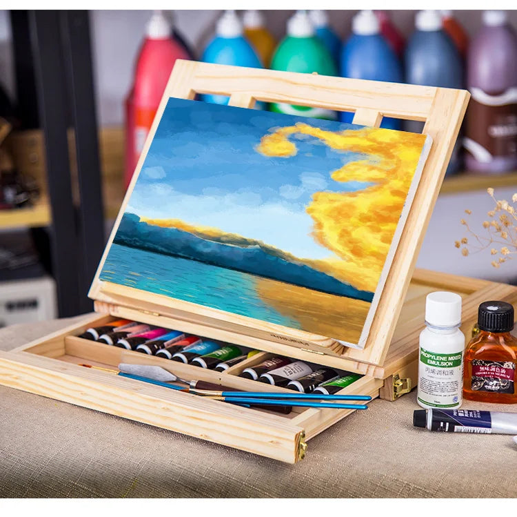 Portable Wooden Table Easels for Painting Artist Kids Sketch Drawer Box Desktop Laptop Accessories Suitcase Paint Art Supplies