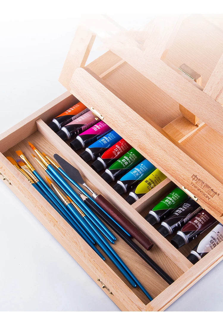 Portable Wooden Table Easels for Painting Artist Kids Sketch Drawer Box Desktop Laptop Accessories Suitcase Paint Art Supplies