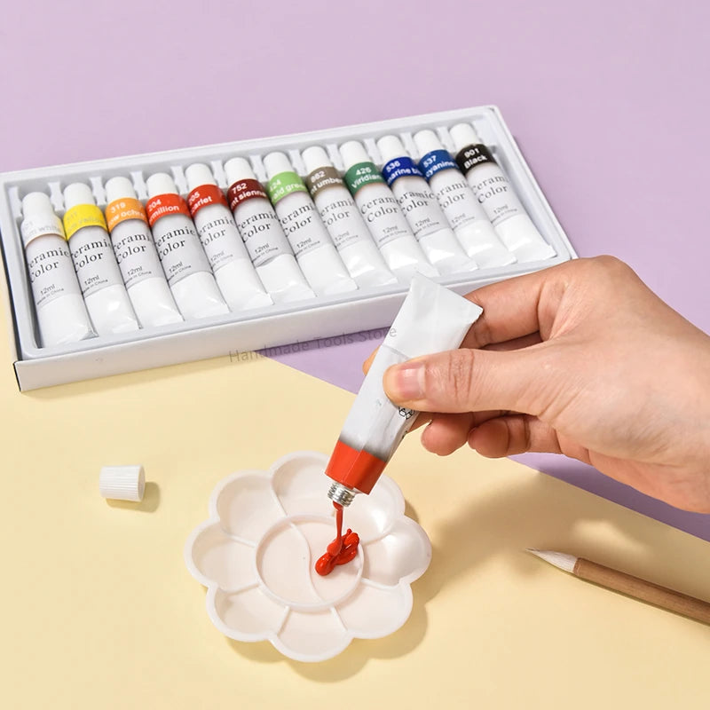 Pottery Ceramic Painted Pigment No-Bake Pigment DIY Clay Hand-painted Sculpture Coloring Overglaze 12 Colors