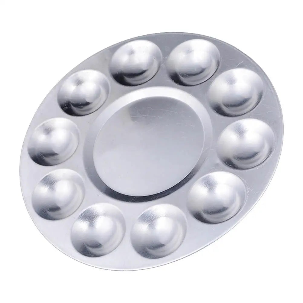 10 Holes Aluminum Palette Tray Painting Supplies Watercolor Round Color Mixing Durable Storage Save Space