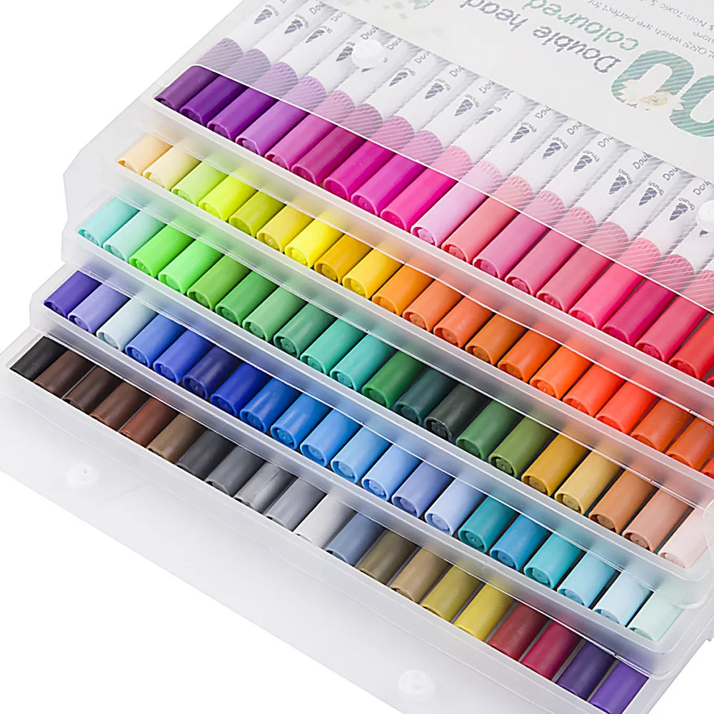 12/24/36/48 PCS Colored Art Sketching Markers Drawing Set Double-head Watercolor paint brush pen Diary supplies Stationery