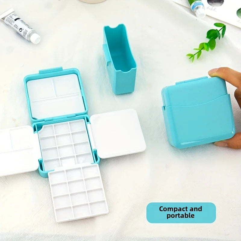1 Set Portable Watercolor Painting Set, with 24 Half-Box Storage, Mini Plastic Art Supplies Box,Suitable for Artists