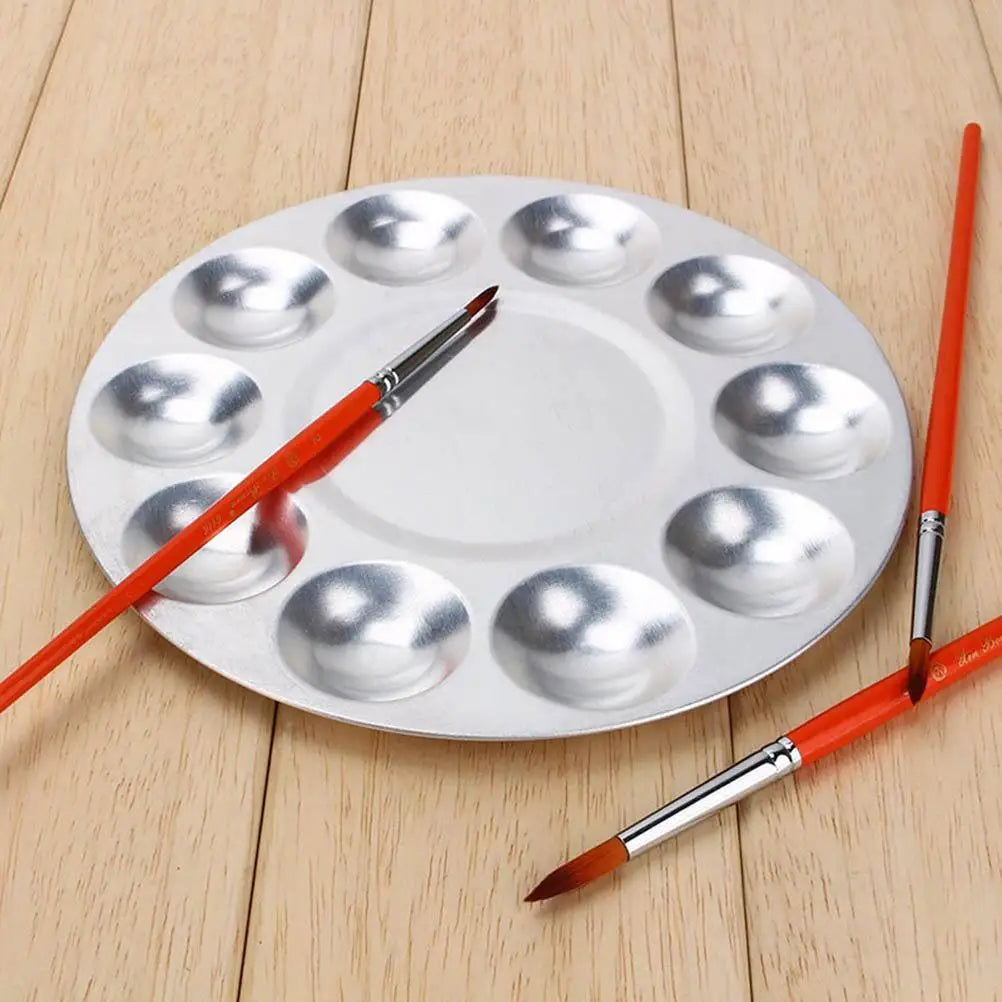10 Holes Aluminum Palette Tray Painting Supplies Watercolor Round Color Mixing Durable Storage Save Space