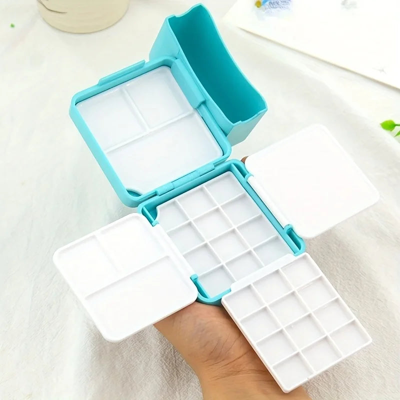 1 Set Portable Watercolor Painting Set, with 24 Half-Box Storage, Mini Plastic Art Supplies Box,Suitable for Artists