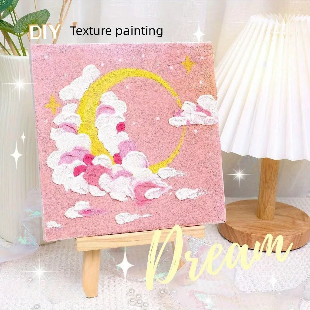 1 set of painting kit, 1 drawing board, 1 easel, 2 pens, 6 colors of paint, 1 palette, mini drawing board, acrylic paint