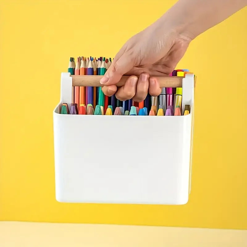 1 large plastic portable storage box with adjustable dividers with handles for art supplies, crafts and family room items