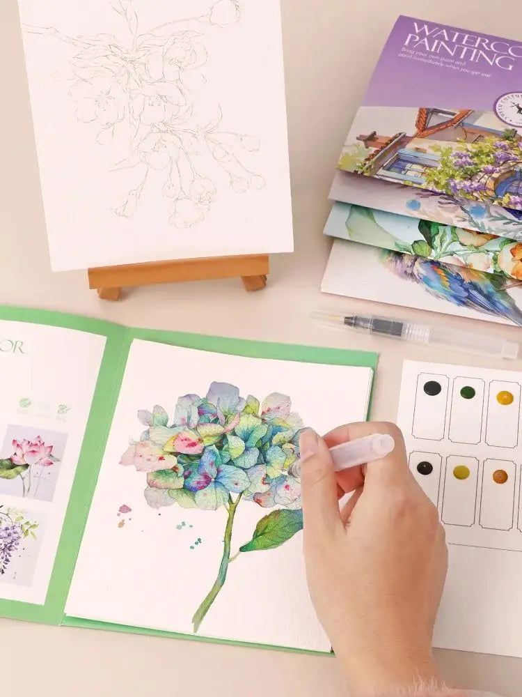 6 creative watercolor painting sets, including watercolor paper and pigments for artistic painting and coloring
